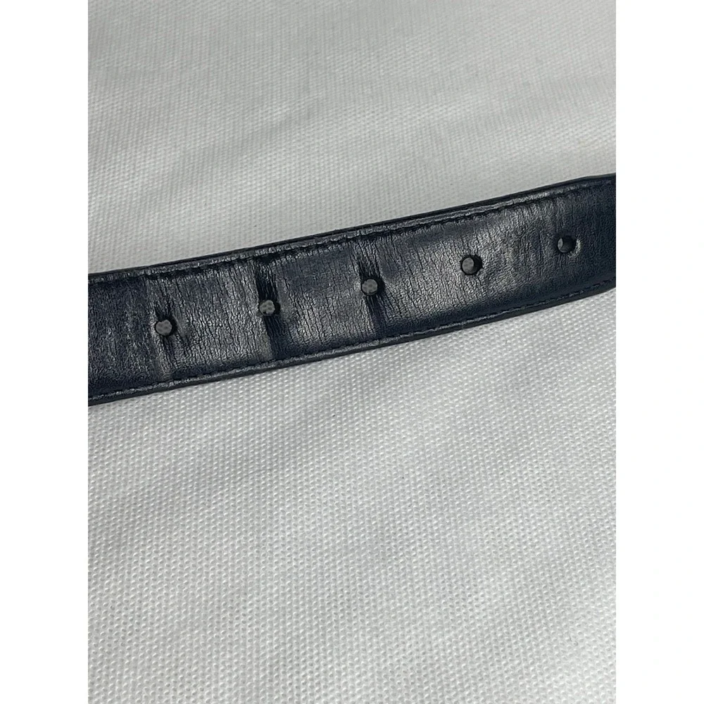 Vintage Brighton Aniline Glazed Leather Belt Size 42 Western Black Brass Buckle